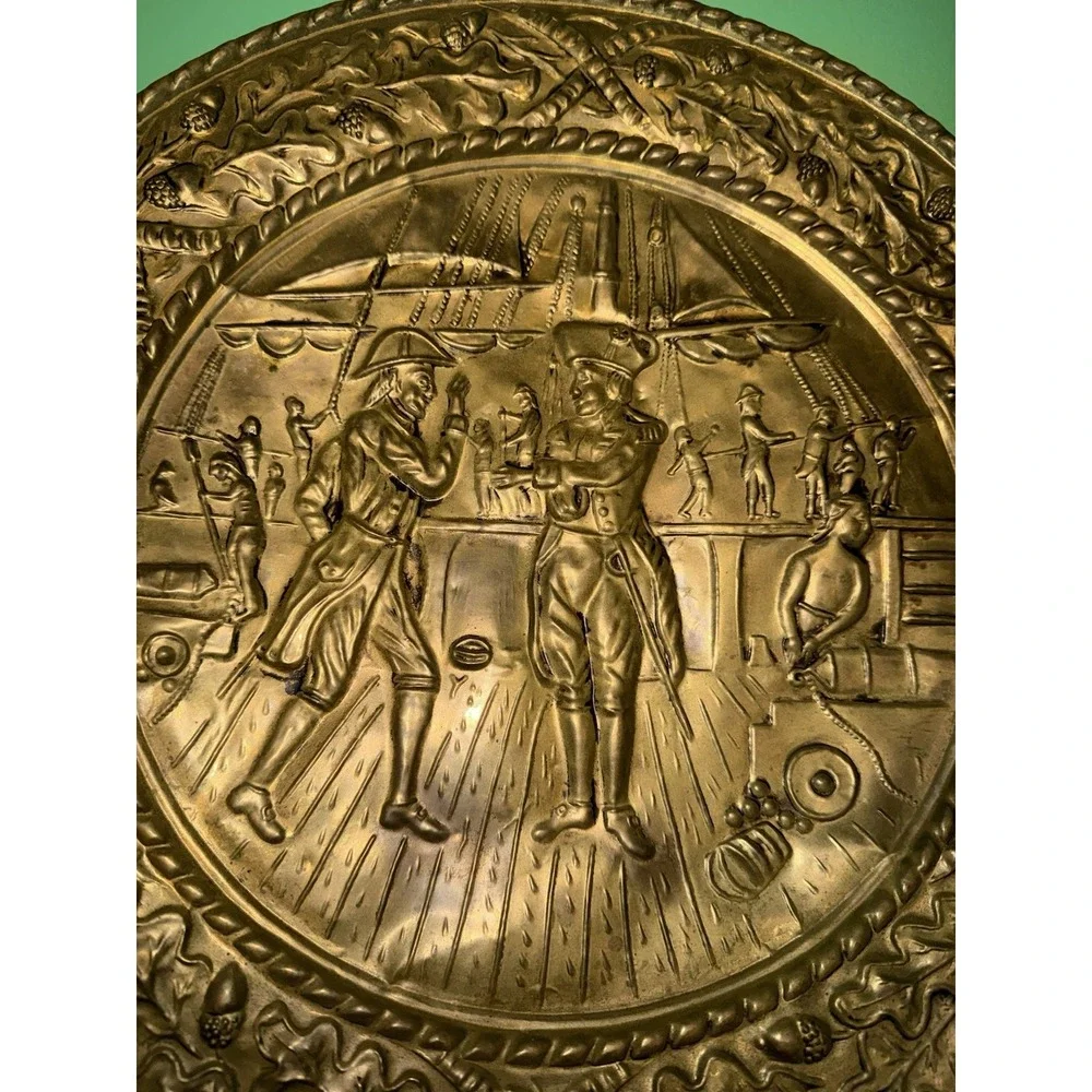 VTG Brass Embossed Plate Wall Hanging Nautical 14